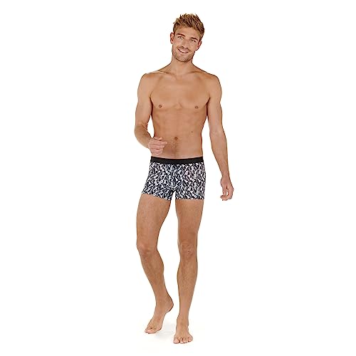 HOM Herren Boxer Chess Retroshorts, Imprimé échecs Noir et Blanc, M von HOM