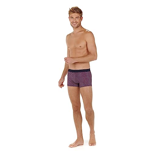 HOM Herren Boxer HAL Retroshorts, Petits carrés colorés en Micro Motif sur Fond Marine, XL von HOM