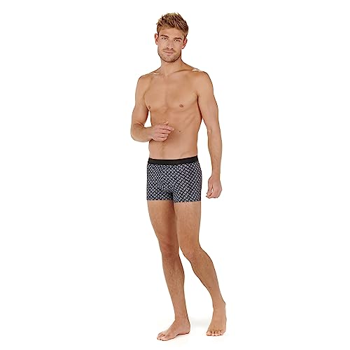 HOM Herren Boxer HO1 Vince Retroshorts, Imprimé géométrique Noir/gris, M von HOM