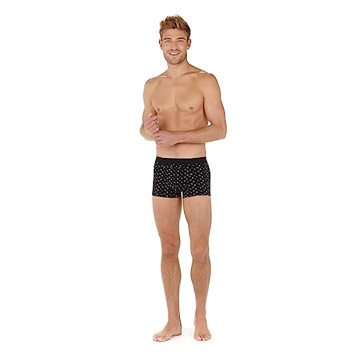 HOM Herren Boxers HO1 Joan #2 Retroshorts, Lot de 2: imprimé Micro Motif tons de gris + Noir Uni, L von HOM