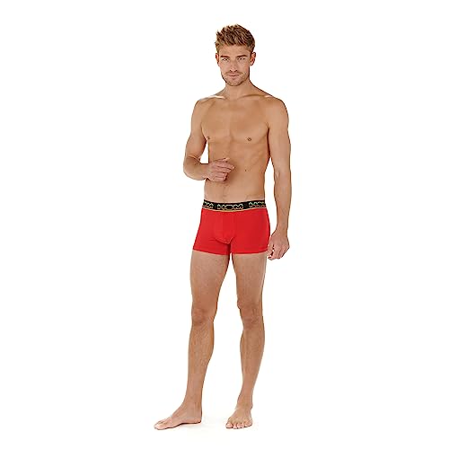 HOM Herren Boxers Ivano #2 Retroshorts, Lot de 2: Noir Uni + Rouge Uni, 2XL von HOM