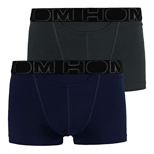 HOM Herren Boxershorts Shorts Boxer Briefs HO1 Boxerlines 400405 2er Pack, Farbe:Mehrfarbig, Wäschegröße:XL, Artikel:-V006 Navy/Grey von HOM