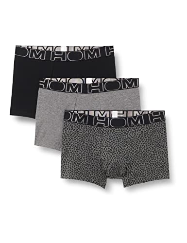 HOM Herren Bruce #2 Boxershorts 3p Retroshorts, 3: Leopardenmuster Ton auf Ton + Schwarz + Grau meliert, L von HOM