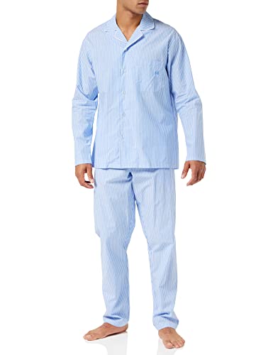 HOM Herren Normandy Long Woven Sleepwear Pyjamaset, Blaue und Weiße Streifen, M EU von HOM