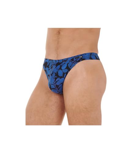 HOM Herren Quentin G-String, Imprimé Noir et bleu, 2XL von HOM