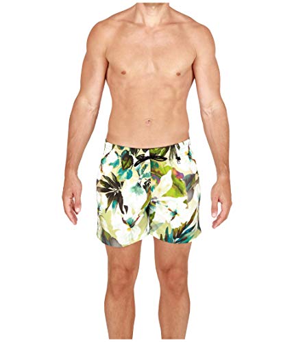 Hom Herren Savannah Beach Boxer Badehose, Imprimé Floral Beige/Vert, 2XL von HOM
