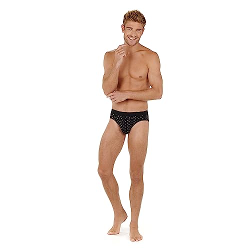 HOM Herren Slips HO1 Joan #3 Slip, Lot de 2: imprimé Micro Motif tons de gris + Noir Uni, M (2er Pack) von HOM