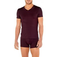 HOM Herren T-Shirt rot Mikrofaser unifarben von HOM