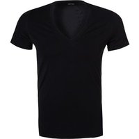 HOM Herren T-Shirt schwarz Baumwolle unifarben von HOM