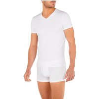HOM Herren T-Shirt Weiß Mikrofaser unifarben von HOM