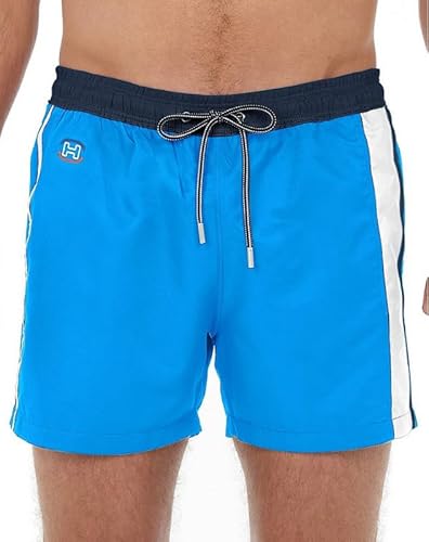 HOM Herren Waterpolo Badeshorts Boardshorts, Blau, Marineblau und Weiß, XL von HOM