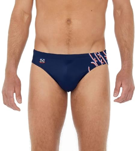 HOM Herren Winner Badehose Swim Briefs, Marineblau mit Motiv, 48 von HOM