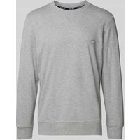 HOM Sweatshirt mit Label-Stitching in Mittelgrau Melange, Größe L von HOM