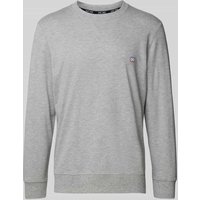 HOM Sweatshirt mit Label-Stitching in Mittelgrau Melange, Größe S von HOM