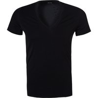 HOM Herren T-Shirt schwarz Baumwolle unifarben von HOM