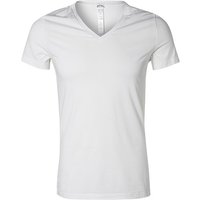 HOM Herren T-Shirt weiß Baumwolle unifarben von HOM