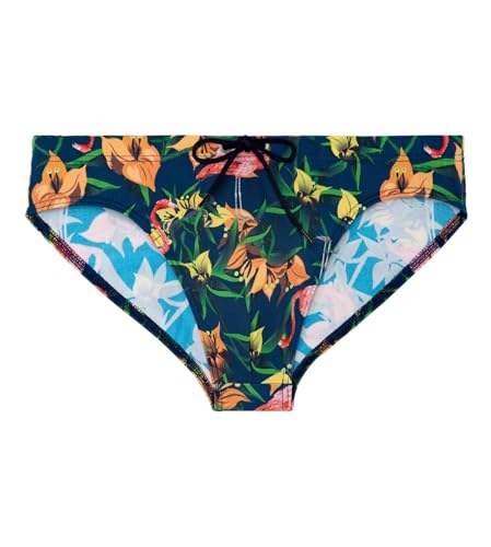 Hom Herren Badehose Swim Briefs, Flamingo-Aufdruck auf marinefarbenem Hintergrund, XXL von HOM