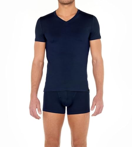 XINGDAO Herren col V Tencel Soft t Shirt Damen, Bleu Marine, M von HOM