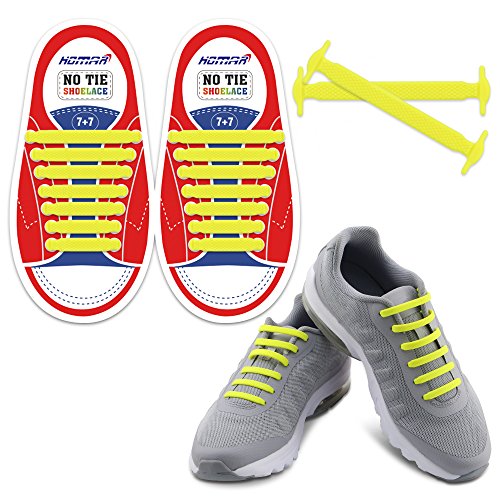 HOMAR Kids Schnürsenkel für Sneakers - Best in Sport-Fan Shoelaces - Gummi Wasserdicht Keine Krawatte Flach Schnürsenkel Perfekt für Sneaker Stiefel Oxford Laufschuhe - Gelb von HOMAR