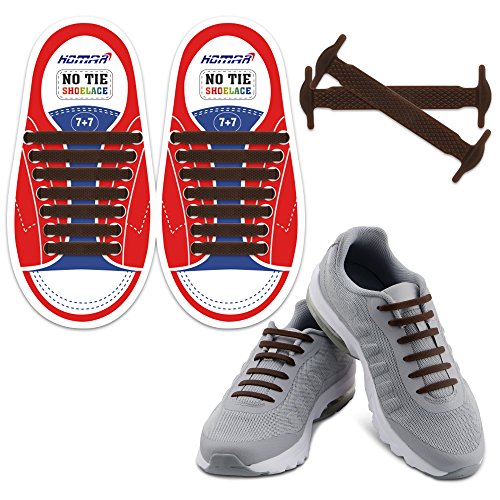 Homer Kein Tie Kinder Shoelaces Schalten Sie Ihre Schuhe in Slip-on wasserdichte Silikon Lauf Shoelaces Schnürsenkel Perfekt für Kinder - Brown von HOMAR