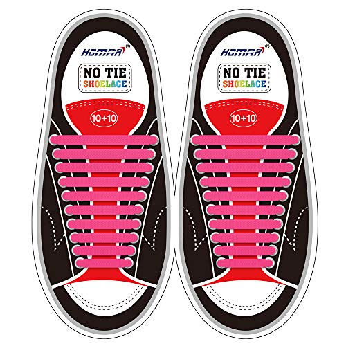 Homer No Tie Shoelaces in 13 Farben für Kinder und Erwachsene Elastische Schnürsenkel Schalten Sie Ihre Schuhe in einem Slip-on Perfekt für Sneaker Stiefel Oxford - Pink von HOMAR