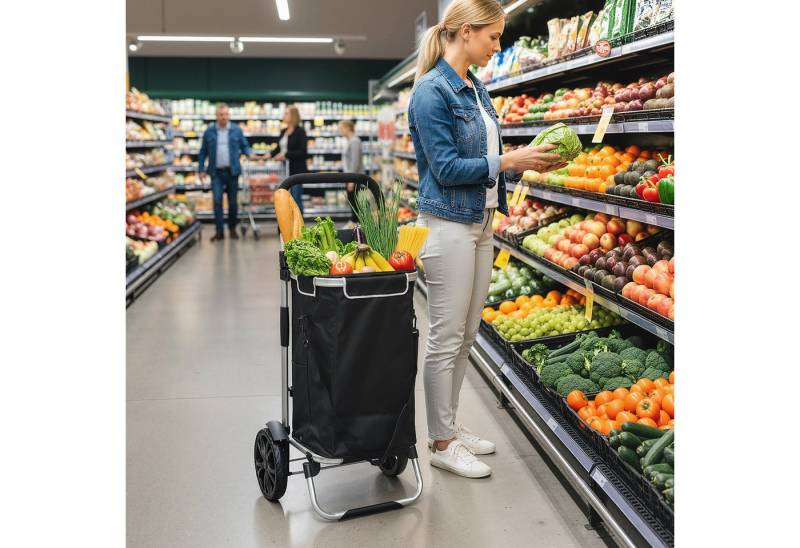 HOMCOM Einkaufstrolley trägt 25 kg, 40 l, Aluminiumrahmen, Schwarz HOMCOM Einkaufstrolley trägt 25 kg, 40 l, Aluminiumrahmen, Schwarz von HOMCOM