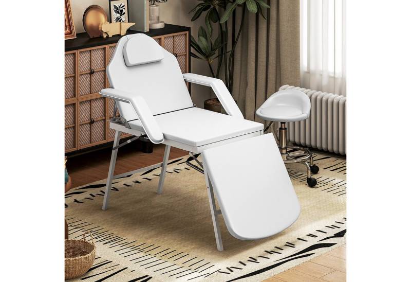 HOMCOM Massageliege Tragbarer Massagetisch (Massagebett, 1-St., Klappbare Bank), abnehmbare Kopfstütze, Armlehnen, verstellbare Rückenlehne, Weiß von HOMCOM