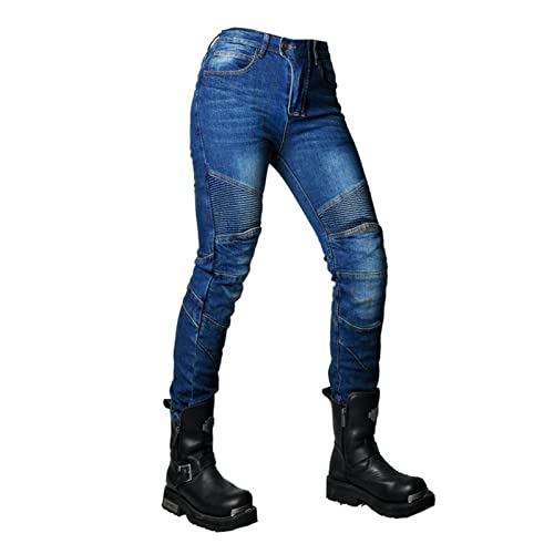 HOMDECR Damen Motorradhose Jeans Atmungsaktiv Motorrad Hose Motorradrüstung Schutzauskleidung Motorcycle Biker Pants 4 X Schutz Ausrüstung (Blau,S) von HOMDECR