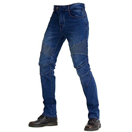 HOMDECR Damen Slim Fit Motorrad Jeans Mit Protektoren Knie Und Hüftprotektoren Stretch Slim Fit Denim Motorradhose Cargo Motorradjeans Schutzhose Biker Pants (Blau,L) von HOMDECR