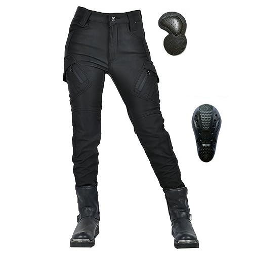 HOMDECR Damen Slim Fit Motorrad Jeans Mit Protektoren Knie Und Hüftprotektoren Stretch Slim Fit Denim Motorradhose Cargo Motorradjeans Schutzhose Biker Pants (XS) von HOMDECR