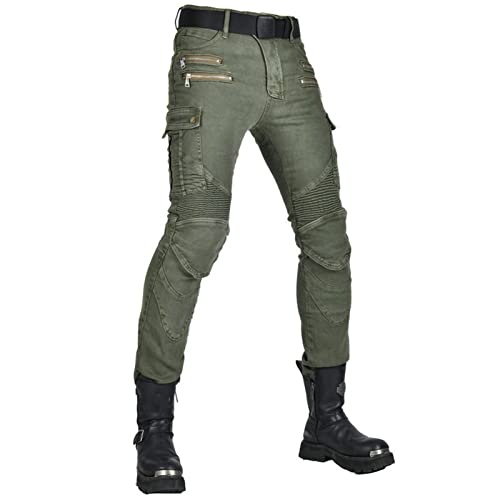 HOMDECR Herren Motorradhose Jeans Motorrad Hose Motorradrüstung Schutzauskleidung Motorcycle Biker Pants (Grün,M) von HOMDECR