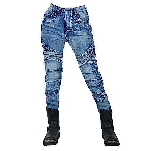 HOMDECR Motorcycle Trousers,Stoff, Motorrad-Jeans Für Damen Und Herren, Sport-Motorradhose Mit Protektor (Blue,2XL) von HOMDECR