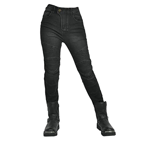 HOMDECR Motorradhose Für Damen,Motorradhose Motorrad Denim Hose Motorrad Jeans Mit Stretcheinsatz Aramid Schutzfutter Bikerhose (Schwarz,L) von HOMDECR