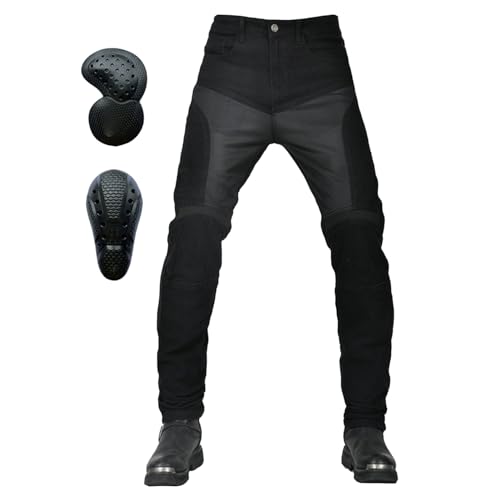 HOMDECR Motorradhose Für Herren, Motorradjeans Aus Atmungsaktivem Von Hoher Qualität Straight Fit Mit Abnehmbaren Schutzpads Für Rennrad (Schwarz,M) von HOMDECR