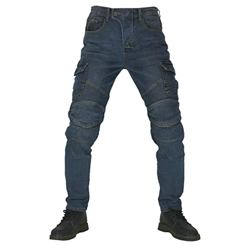 Motorradhose Herren Jeans Textil Motorrad Hose,Sportliche Motorrad Hose CE-geprüft Hüfte Und Knie Abnehmbare Armoured Modern-Fit Mit 4X Protect Pads (Blue,XL) von HOMDECR