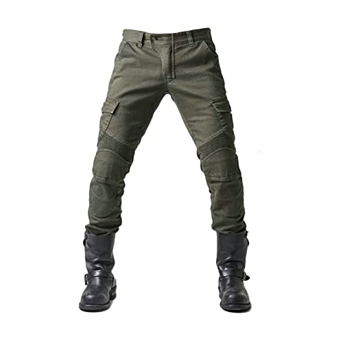 HOMDECR Motorradhose Herren Jeans Textil Motorrad Hose,Sportliche Motorrad Hose CE-geprüft Hüfte Und Knie Abnehmbare Armoured Modern-Fit Mit 4X Protect Pads (Green,XL) von HOMDECR