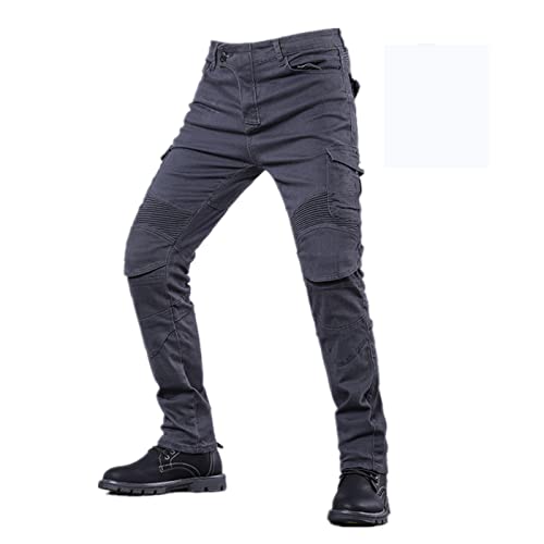 HOMDECR Motorradhose Herren Jeans Textil Motorrad Hose Mit Protektoren, Sportliche Motorrad Hose CE-geprüft Hüfte Und Knie Abnehmbare Armoured Modern-Fit Blau Mit 4X Protect Pads (Grau,XL) von HOMDECR