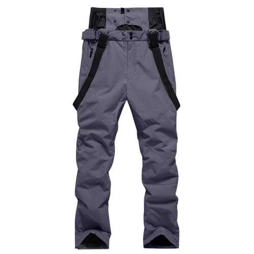 HOMDECR Skihose Für Damen Und Herren, Skihose – Skihose, Gefütterte Skihose Mit Taschen, Integrierter Schneefang – Ideal Zum Skifahren Im Winter (Grau,XL) von HOMDECR