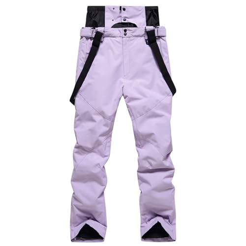 HOMDECR Skihose Für Damen Und Herren, Skihose – Skihose, Gefütterte Skihose Mit Taschen, Integrierter Schneefang – Ideal Zum Skifahren Im Winter (Helles Lila,XL) von HOMDECR