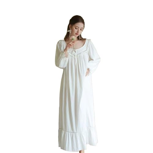 Damen Nachthemden Langarm Nachthemd Retro Sweet Princess Home Service Victoria Pyjamas Winter,L von HOMDREAM