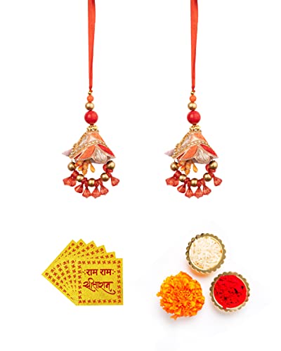 HOME GENIE Amelia Rajasthani Lumba Rakhi With Zardozi Embroidery | Premium Designer Colorful Lumba Latkan | Lumba Set for Rakhi Celebration | Assorted Lumba Rakhi - Pack of 2 von Amelia