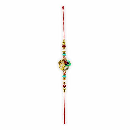 HOME GENIE Traditional Rakhi for Brother – Peacock Feather Motif with Multicolor Beads & Golden Accents – Ethnic Raksha Bandhan Thread with Decorative Packaging Pack of 2 HOME GENIE Traditional Rakhi for Brother – Peacock Feather Motif with Multicolor Beads & Golden Accents – Ethnic Raksha Bandhan Thread with Decorative Packaging Pack of 2 von HOME GENIE