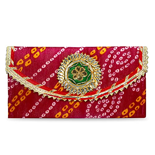 HOME GENIE Womens Gotta Patti Purse/Hand Clutches | Designer Stylish | for Party,Wedding & Regular use (Pink) von HOME GENIE