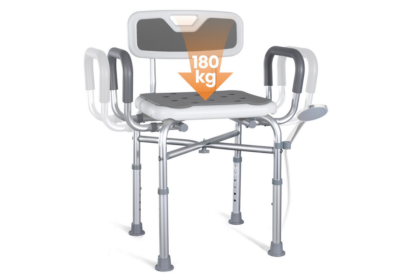HOMECALL Duschstuhl duschhocker höhenverstellbar badhocker für die dusche Aluminium, bis 180KG Duschhilfe Senioren & Schwangere HOMECALL Duschstuhl duschhocker höhenverstellbar badhocker für die dusche Aluminium, bis 180KG Duschhilfe Senioren & Schwangere von HOMECALL