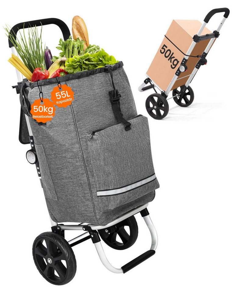 HOMECALL Einkaufstrolley klappbar Einkaufswagen 3 in 1 Shopping Trolley Mit Kühltasche-55L, Bis 50KG mit 50L + 5L kühlfunktion Einkaufstasche mit Rollen HOMECALL Einkaufstrolley klappbar Einkaufswagen 3 in 1 Shopping Trolley Mit Kühltasche-55L, Bis 50KG mit 50L + 5L kühlfunktion Einkaufstasche mit Rollen von HOMECALL