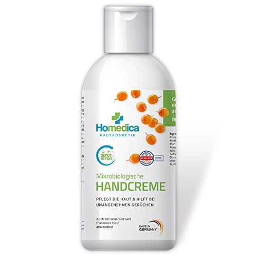 HOMEDICA Handcreme 150ml - Mikrobiologische Hand-Creme - befreit von unangenehmen Gerüchen - Geruchsneutralisierende Creme - dermatologisch getestet, Vegan & Made in Germany von HOMEDICA