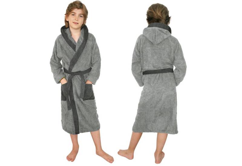 HOMELEVEL Bademantel Frottee Bademantel für Kinder mit Taschen und Kapuze, Baumwolle von HOMELEVEL