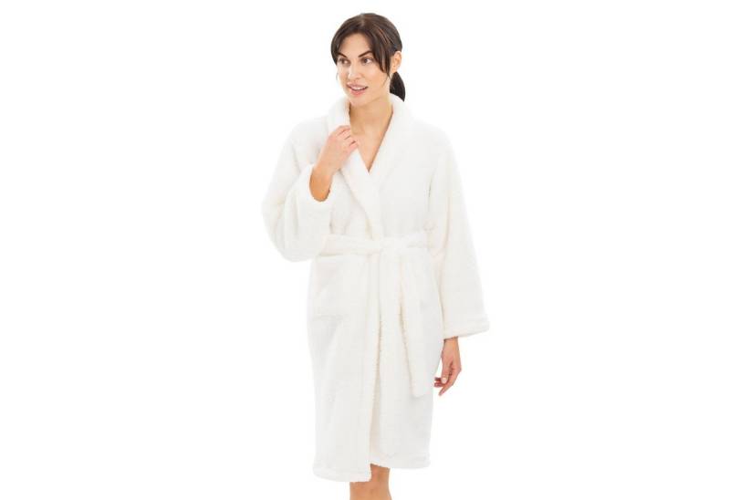 HOMELEVEL Bademantel Kuschelfleece Bademantel Damen - Sherpa Morgenmantel Taschen Gürtel, Polyester von HOMELEVEL