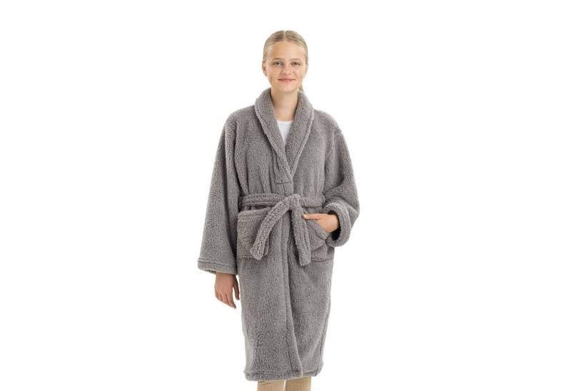 HOMELEVEL Bademantel Kuschelfleece Bademantel Kinder - Sherpa Morgenmantel Taschen Gürtel, Polyester von HOMELEVEL