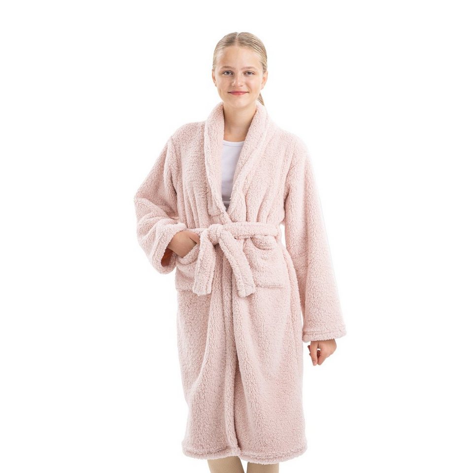 HOMELEVEL Bademantel Kuschelfleece Bademantel Kinder - Sherpa Morgenmantel Taschen Gürtel, Polyester HOMELEVEL Bademantel Kuschelfleece Bademantel Kinder - Sherpa Morgenmantel Taschen Gürtel, Polyester von HOMELEVEL